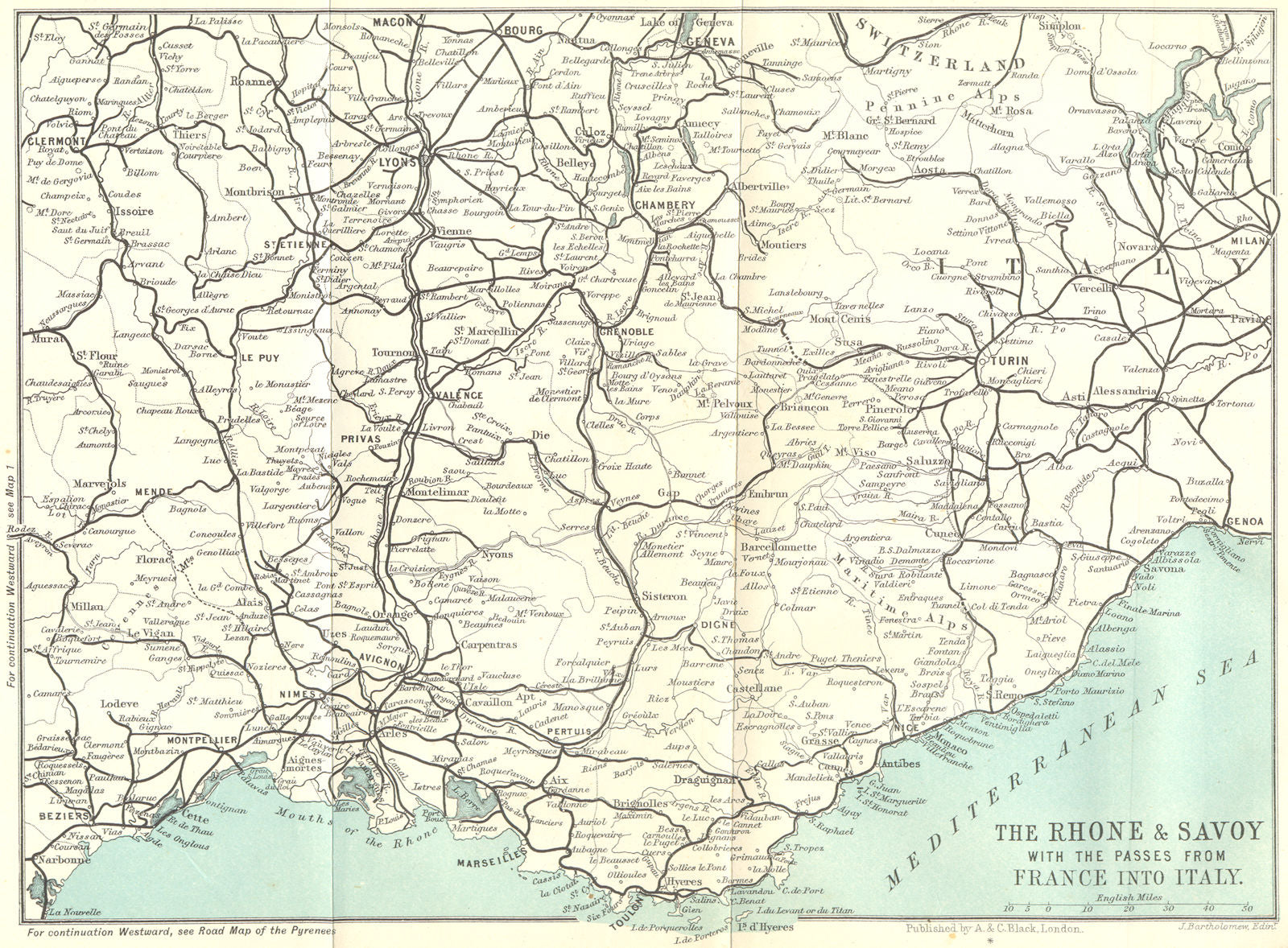 RHONE. Savoie Savoy passes France Italy 1909 old antique map plan chart
